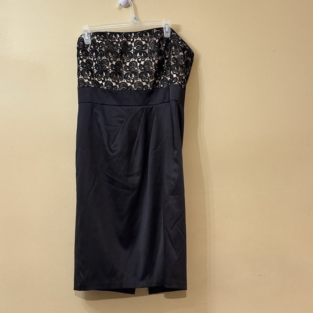 Goth Glam Whimsigoth Old Money Evening Lace WHBM Strapless Dress Black 12